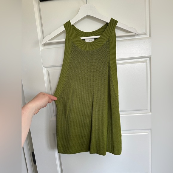 Aritzia Wilfred Green Ribbed Knit Sleeveless Tank Top - Picture 2 of 4